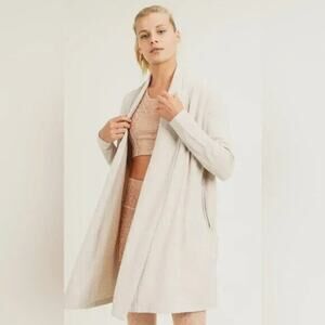 Mono B Cardigan White Sweater Long Sleeve Fleece NWT SIZE Med